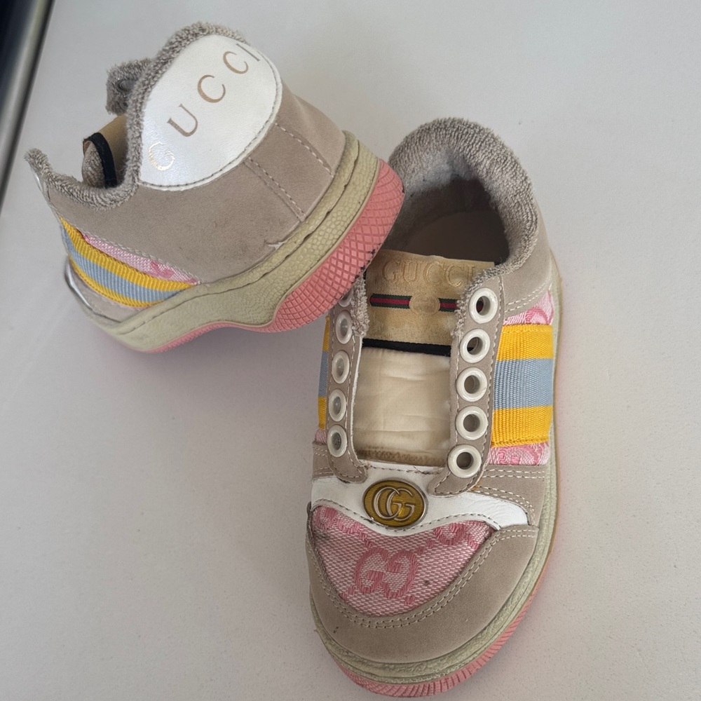 Gucci authentic girl Kids Beige and Pink Sneakers shoes